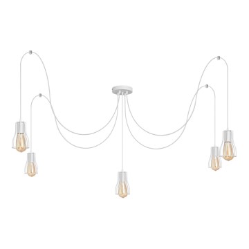 Lestenec na vrvici TUBE 5xE27/15W/230V spider bela