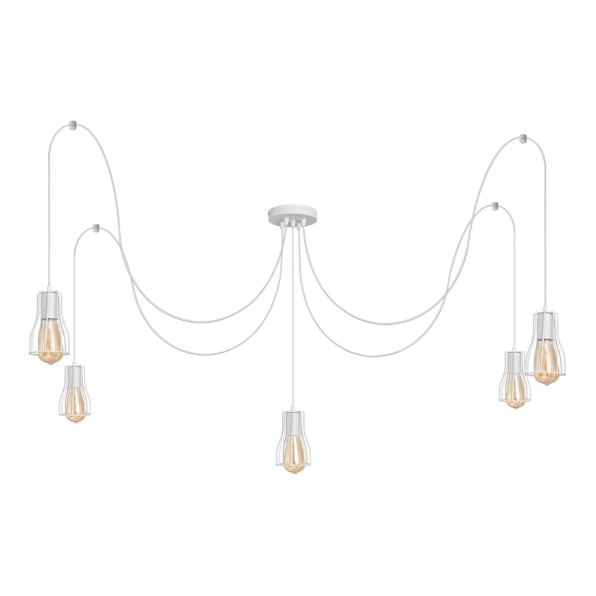 Lestenec na vrvici TUBE 5xE27/15W/230V spider bela