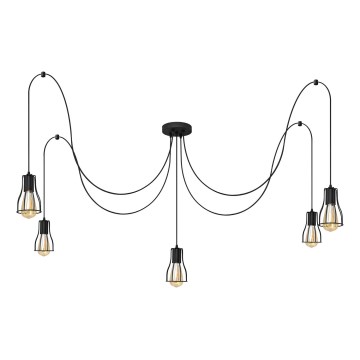 Lestenec na vrvici TUBE 5xE27/15W/230V spider črna