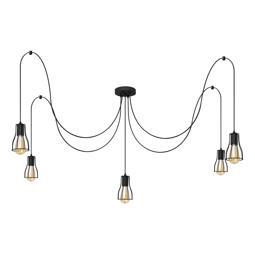 Lestenec na vrvici TUBE 5xE27/15W/230V spider črna