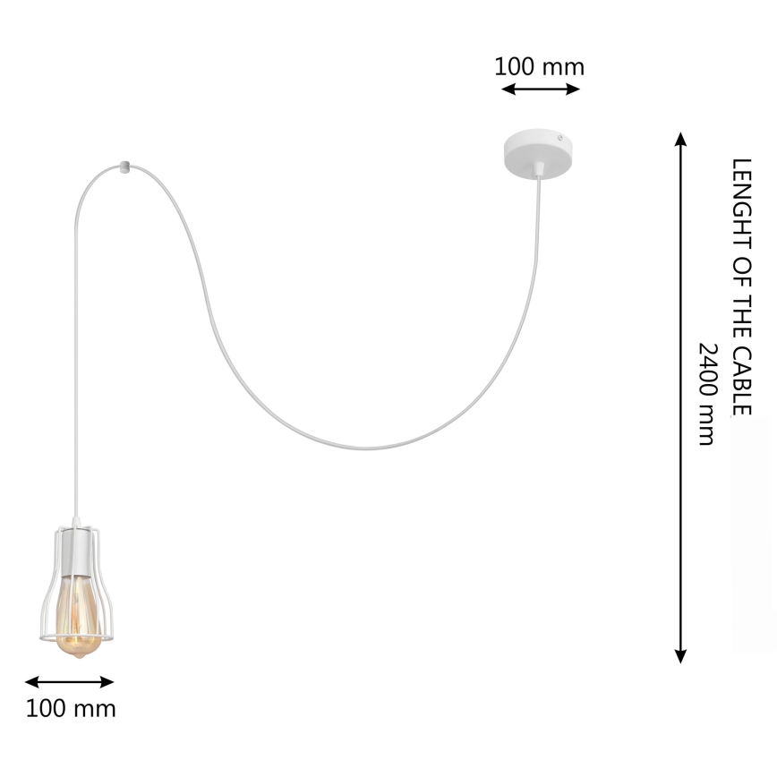 Lestenec na vrvici TUBE LONG 1xE27/15W/230V bela