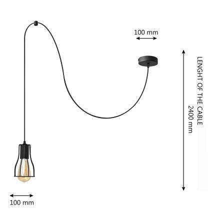Lestenec na vrvici TUBE LONG 1xE27/15W/230V črna