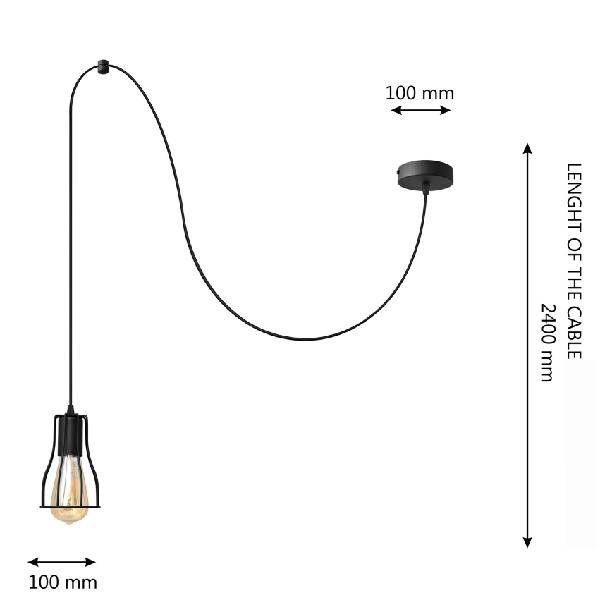 Lestenec na vrvici TUBE LONG 1xE27/15W/230V črna