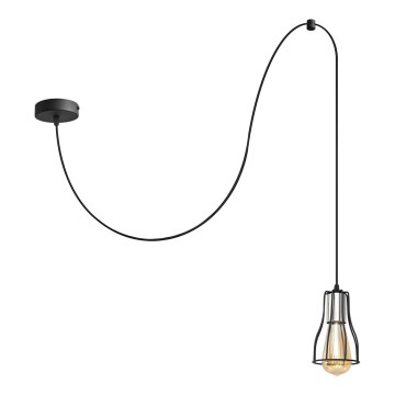 Lestenec na vrvici TUBE LONG 1xE27/15W/230V črna/sijajni krom
