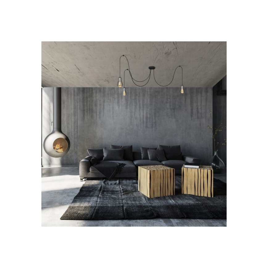 Lestenec na vrvici TUBE LONG 5xE27/15W/230V črna/sijajni krom