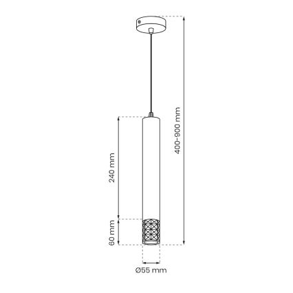 Lestenec na vrvici TUBI 1xGU10/8W/230V bela