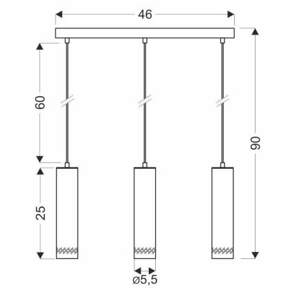 Lestenec na vrvici TUBO 3xGU10/25W/230V