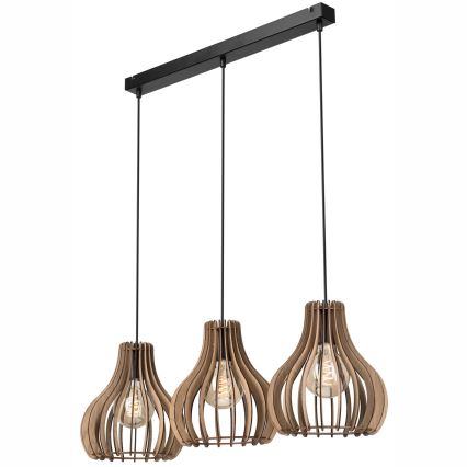 Lestenec na vrvici TUCCI 3xE27/15W/230V hrast/črna