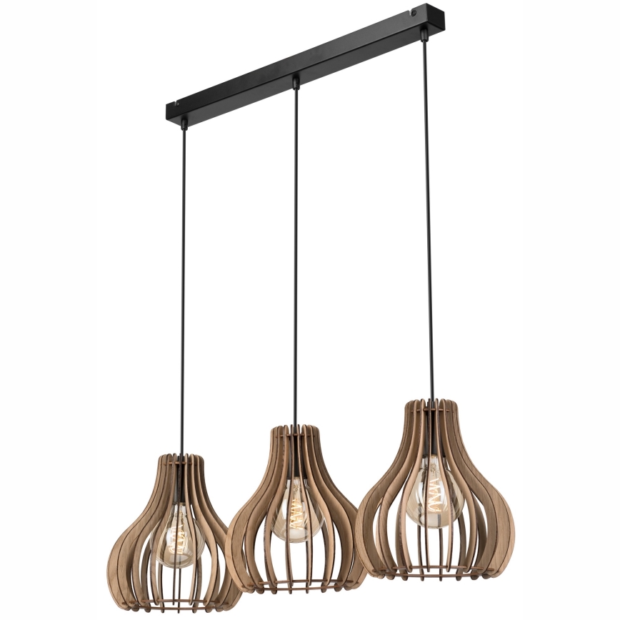 Lestenec na vrvici TUCCI 3xE27/15W/230V hrast/črna