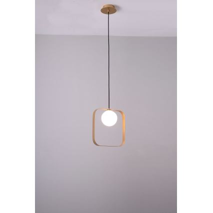 Lestenec na vrvici TULA 1xG9/28W/230V kvadratna zlata