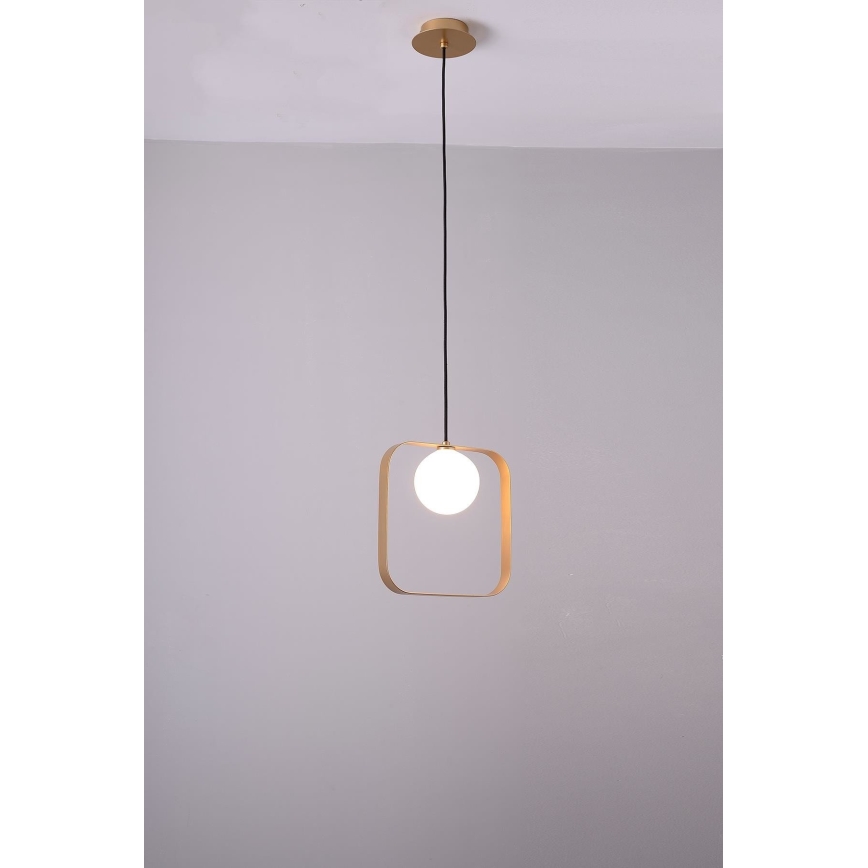 Lestenec na vrvici TULA 1xG9/28W/230V kvadratna zlata