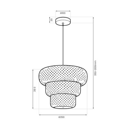 Lestenec na vrvici TULUM 1xE27/15W/230V, premer 35 cm, bambus