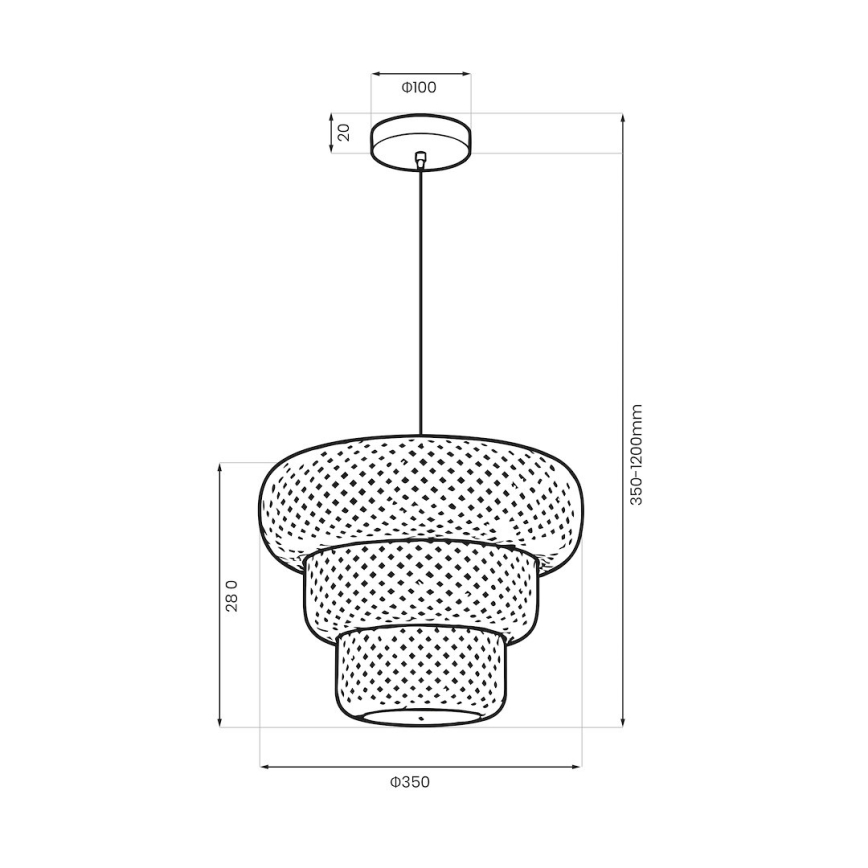 Lestenec na vrvici TULUM 1xE27/15W/230V, premer 35 cm, bambus