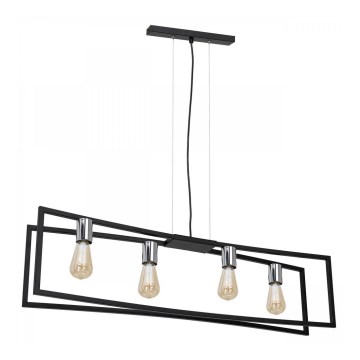 Lestenec na vrvici TUNJA 4xE27/60W/230V črna/sijajni krom
