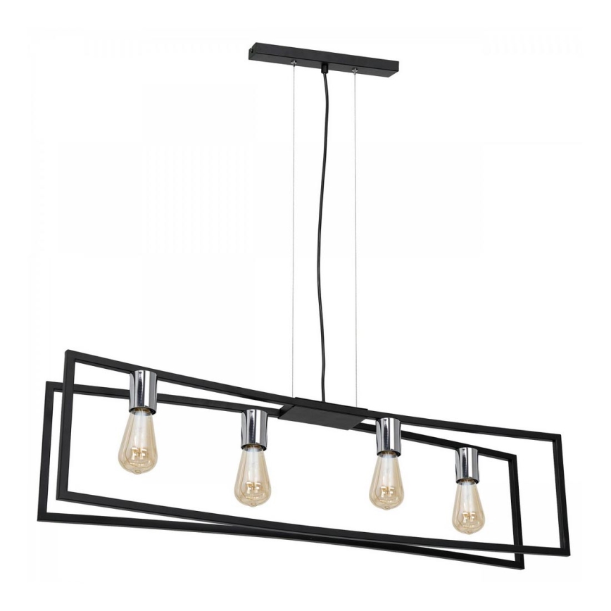 Lestenec na vrvici TUNJA 4xE27/60W/230V črna/sijajni krom