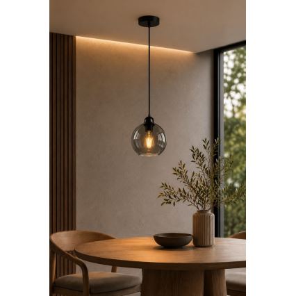 Lestenec na vrvici UNO 1xE27/60W/230V črna/dimna