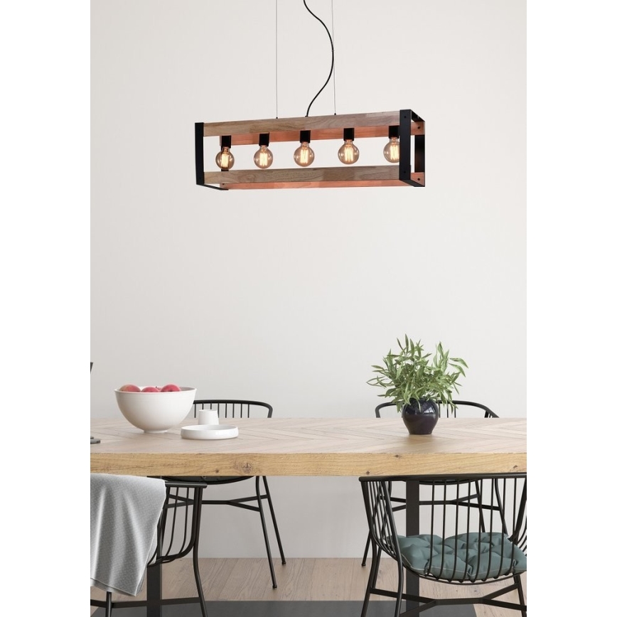 Lestenec na vrvici VARNA 5xE27/40W/230V hrast