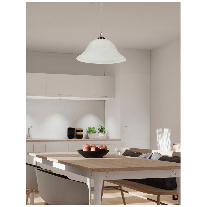 Lestenec na vrvici VERA 1xE27/60W/230V baker/bela
