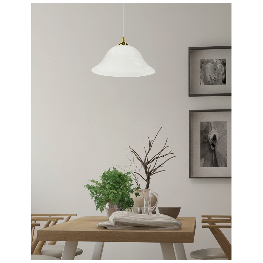 Lestenec na vrvici VERA 1xE27/60W/230V zlata/bela