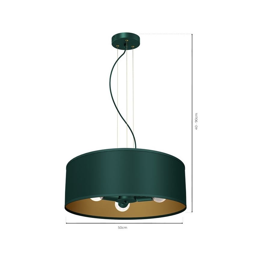 Lestenec na vrvici VERDE 3xE27/60W/230V zelena