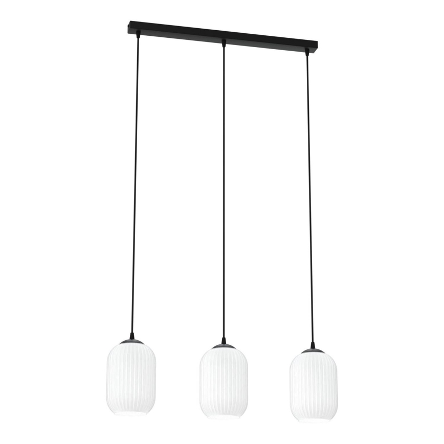 Lestenec na vrvici VERDI 3xE27/15W/230V črna/bela