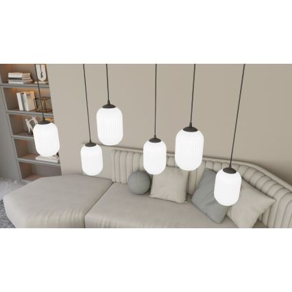 Lestenec na vrvici VERDI 3xE27/15W/230V črna/bela