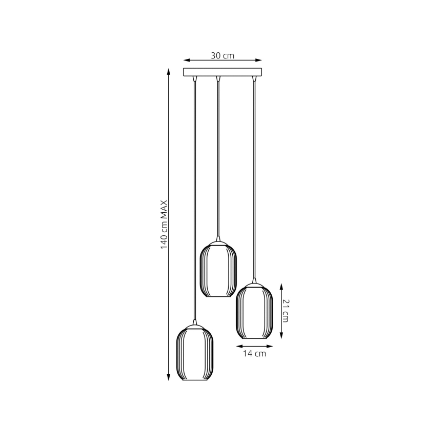 Lestenec na vrvici VERDI 3xE27/15W/230V pr. 30 cm črna/siva/bela
