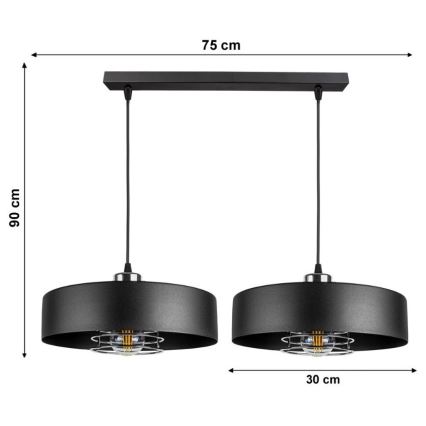 Lestenec na vrvici VEST 2xE27/60W/230V