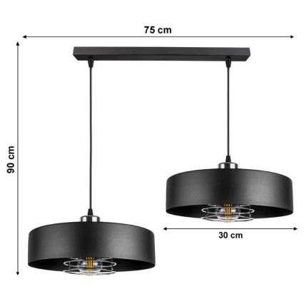 Lestenec na vrvici VEST 2xE27/60W/230V