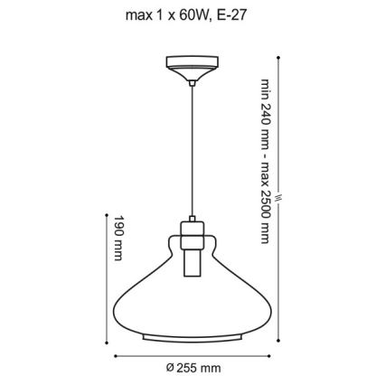 Lestenec na vrvici VETRO 1xE27/60W/230V bukev