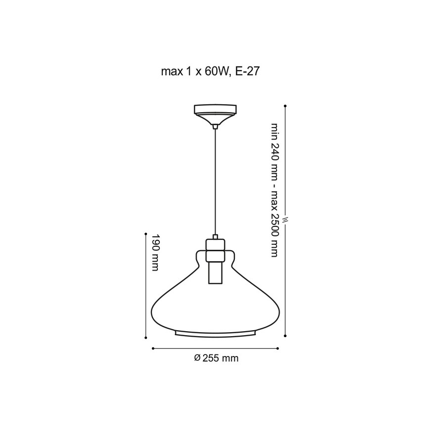 Lestenec na vrvici VETRO 1xE27/60W/230V bukev