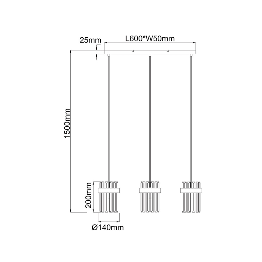 Lestenec na vrvici VETRO 3xE14/10W/230V zlati