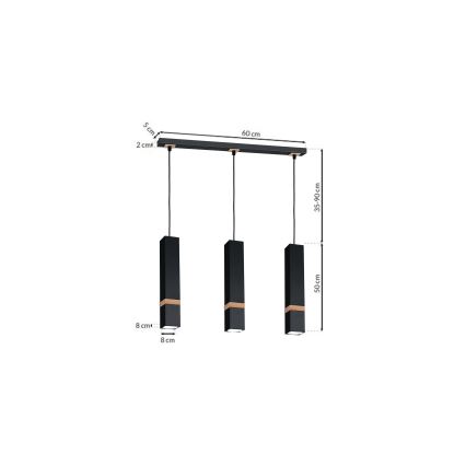 Lestenec na vrvici VIDAR 3xGU10/25W/230V