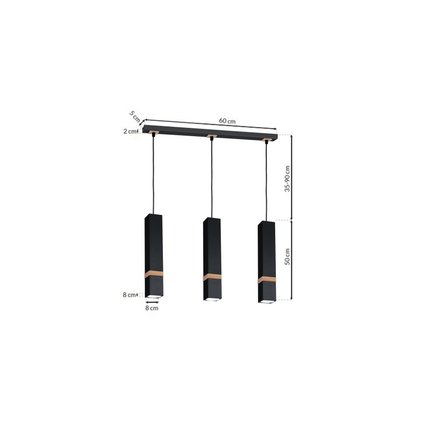 Lestenec na vrvici VIDAR 3xGU10/25W/230V