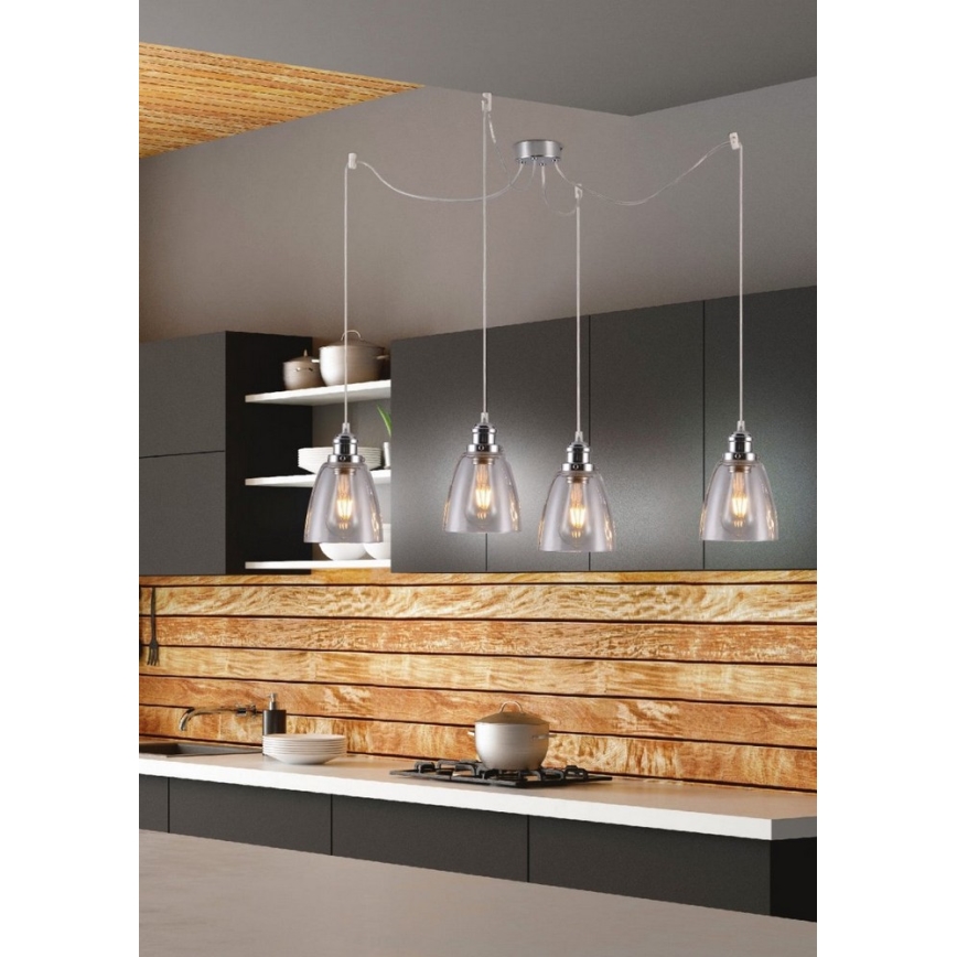 Lestenec na vrvici VOICE 4xE27/40W/230V spider