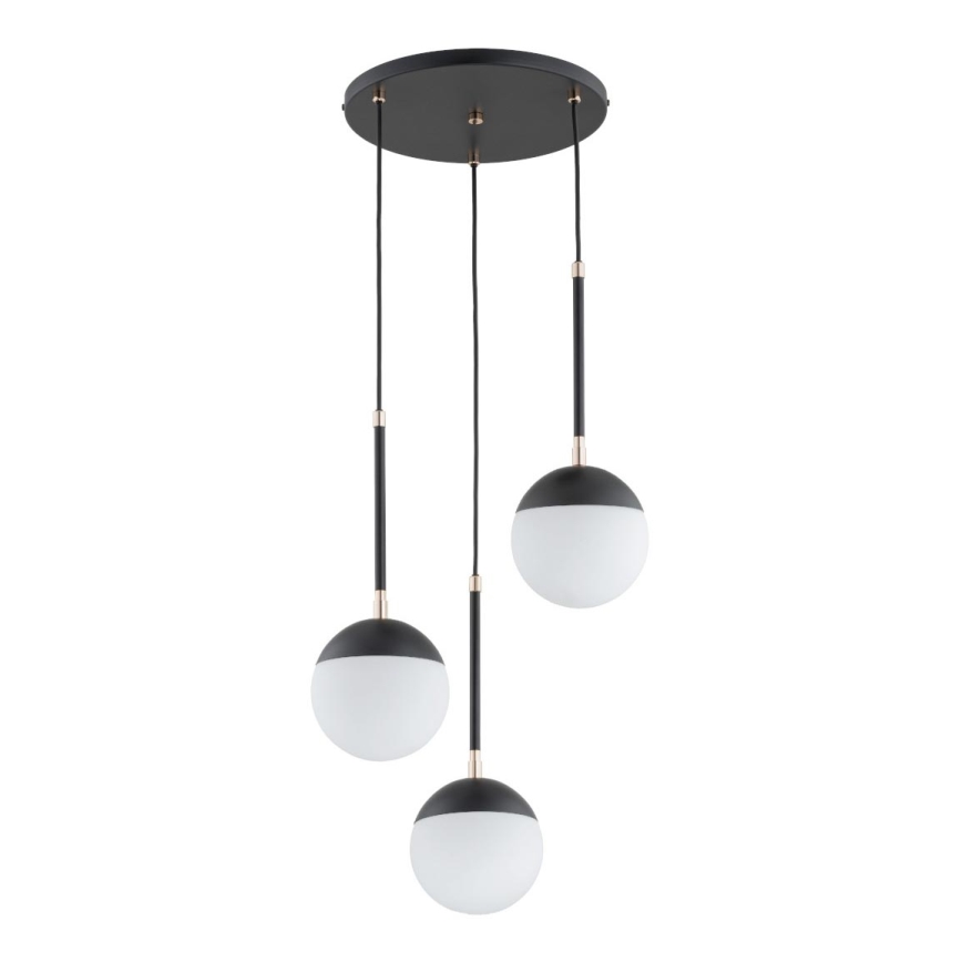 Lestenec na vrvici VOLDA 3xE14/10W/230V pr. 44 cm črna