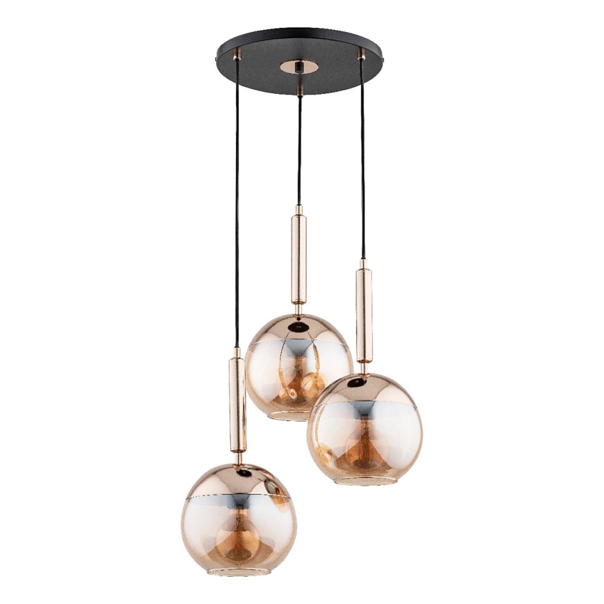 Lestenec na vrvici VOLDA 3xE27/15W/230V pr. 52 cm medenina