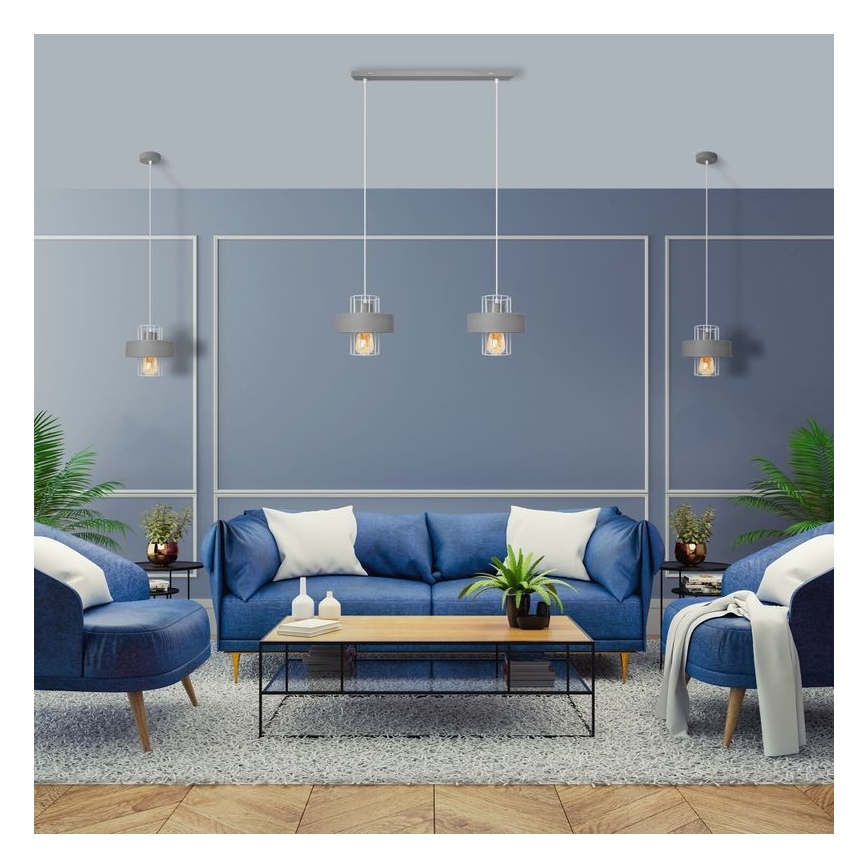 Lestenec na vrvici VOLTA 1xE27/15W/230V siva