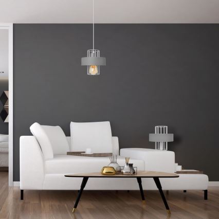 Lestenec na vrvici VOLTA 1xE27/15W/230V siva
