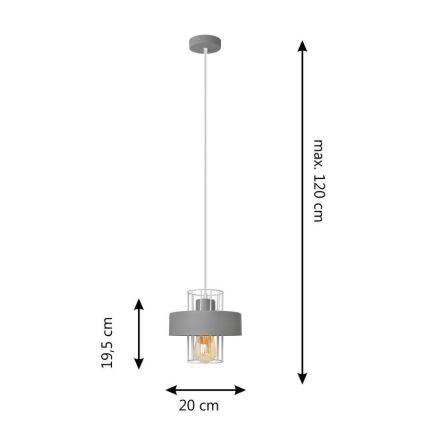 Lestenec na vrvici VOLTA 1xE27/15W/230V siva