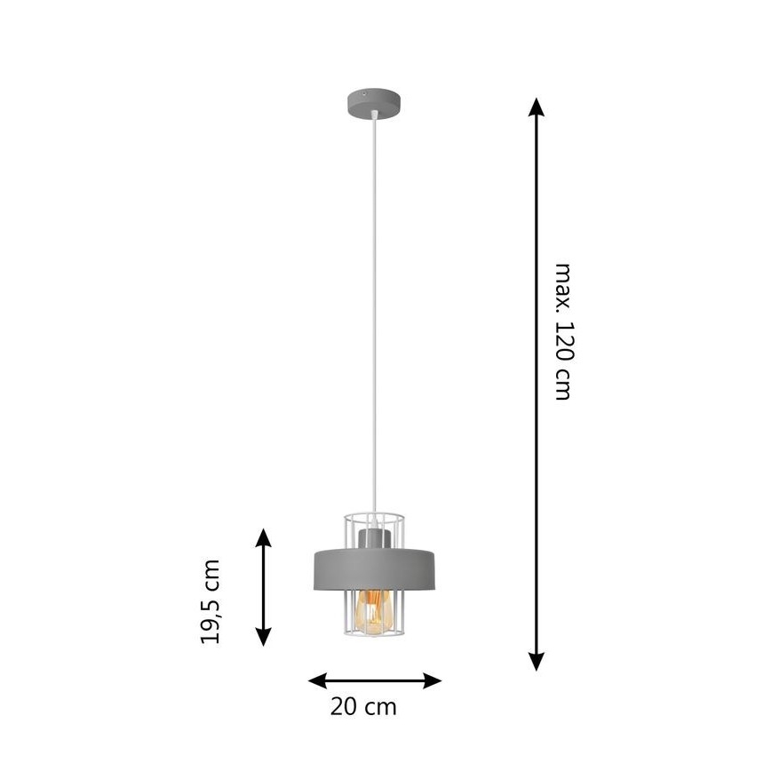Lestenec na vrvici VOLTA 1xE27/15W/230V siva