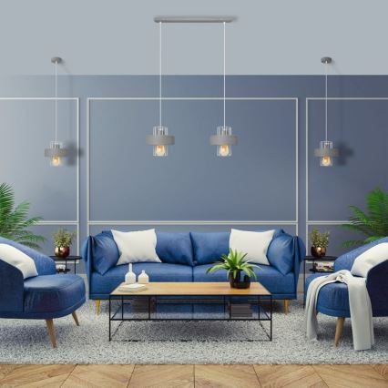 Lestenec na vrvici VOLTA 2xE27/15W/230V siva