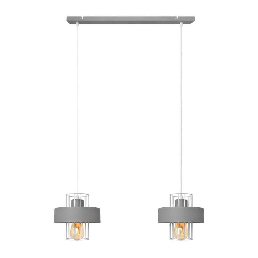 Lestenec na vrvici VOLTA 2xE27/15W/230V siva