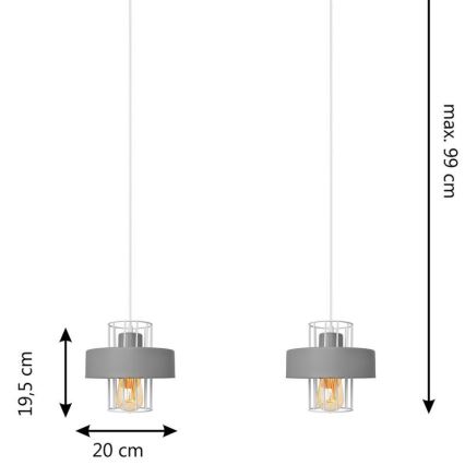 Lestenec na vrvici VOLTA 2xE27/15W/230V siva