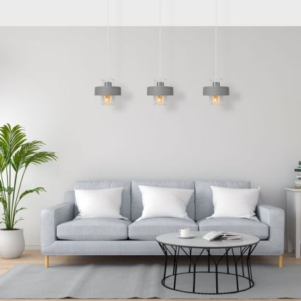 Lestenec na vrvici VOLTA 3xE27/15W/230V siva