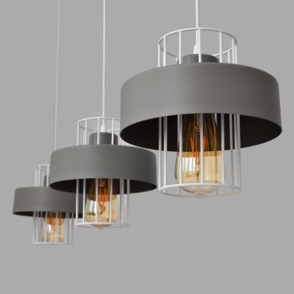 Lestenec na vrvici VOLTA 3xE27/15W/230V siva
