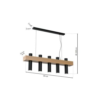 Lestenec na vrvici WEST 5xGU10/25W/230V