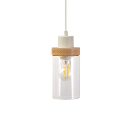 Lestenec na vrvici WOODNEST 1xE27/15W/230V borovina/kremna