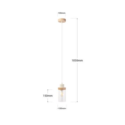 Lestenec na vrvici WOODNEST 1xE27/15W/230V borovina/kremna