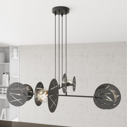 Lestenec na vrvici XOTIC 4xE27/15W/230V črna